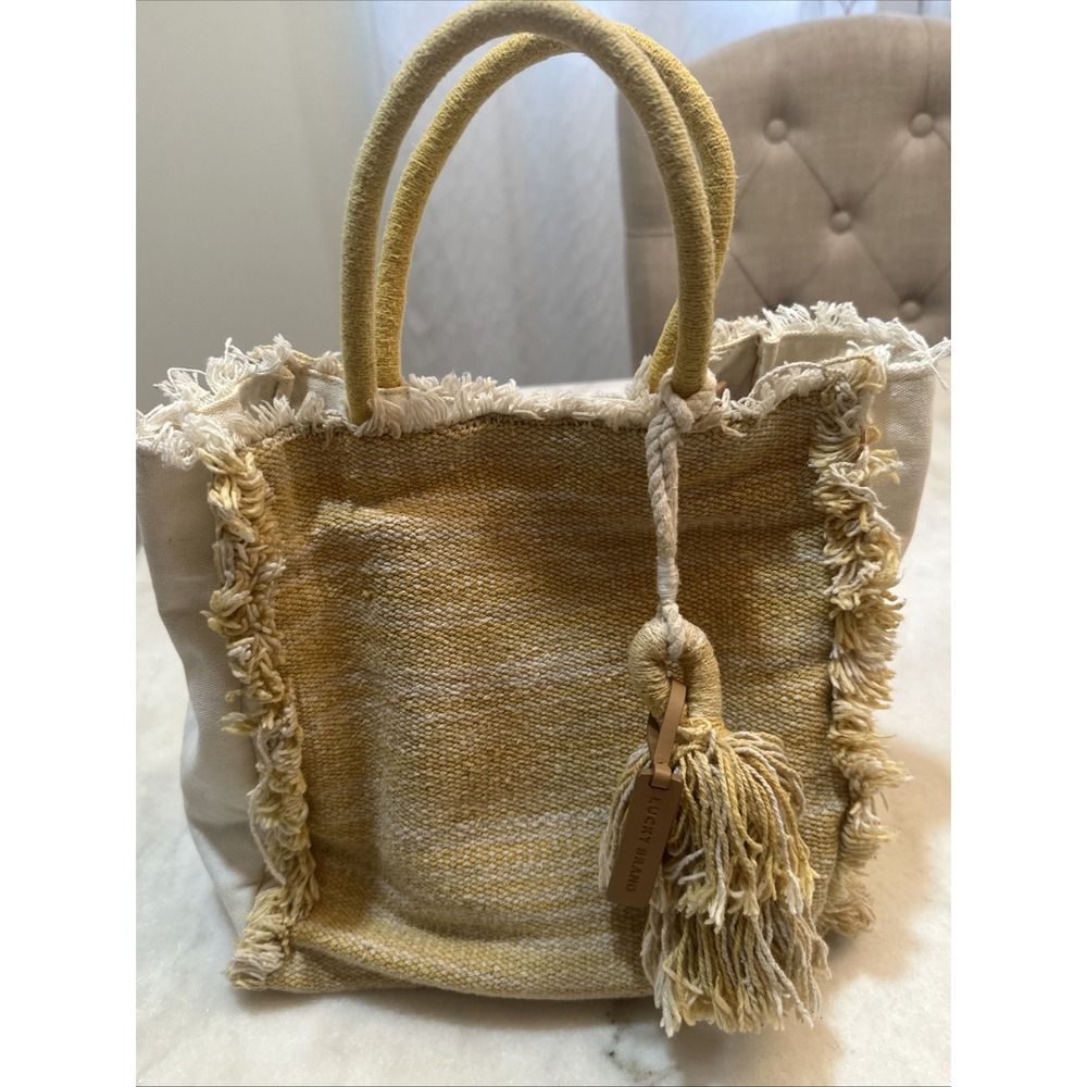 Lucky Brand Yellow Mustard Khim Woven Fringed Edge Style